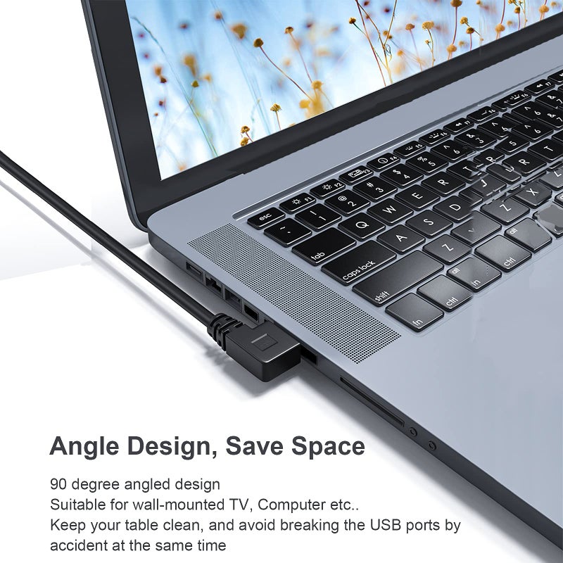 Oxsubor SuperSpeed USB 3.0 Male to Female Extension Data Cable Right Angle 2PCS (20CM,8IN)ï¼ˆNotice:pls Check The Right Angle in Picture - Image 3